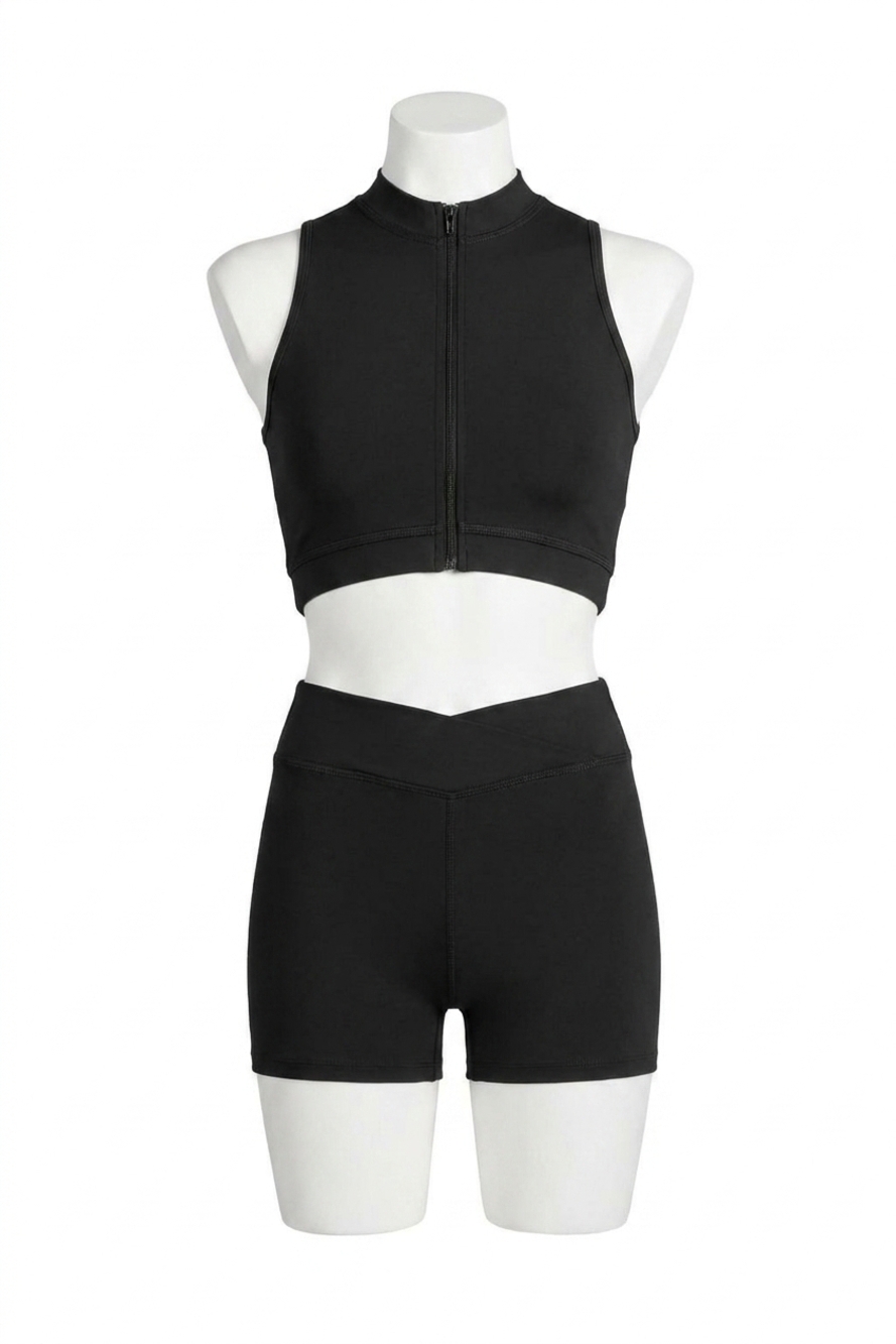 NEW BLOCH mirella miami zip front crop top in black
